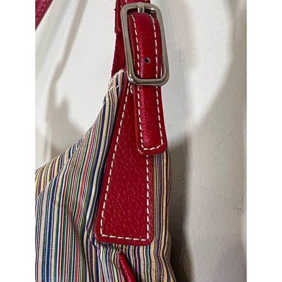 Liz Claiborne Striped Y2K Bag Colorful Leather Boho Hippie Western Retro 80s - Picture 3 of 13